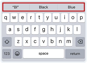 screenshot of autocorrect