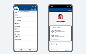 Screenshots of profile page in mail.com app for iOS