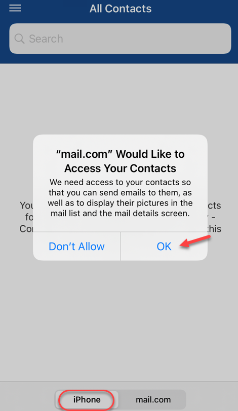 Screenshot of permission to add contacts