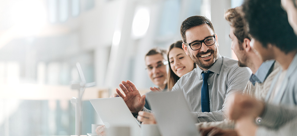 group of smiling business people