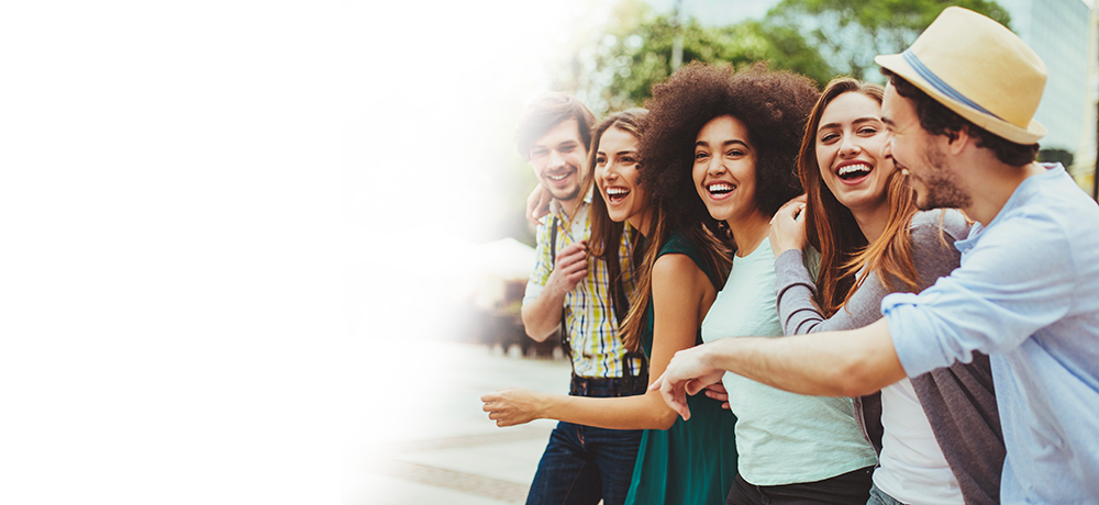 group of smiling friends