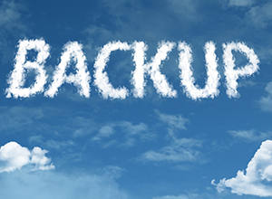 Clouds spelling the word Backup