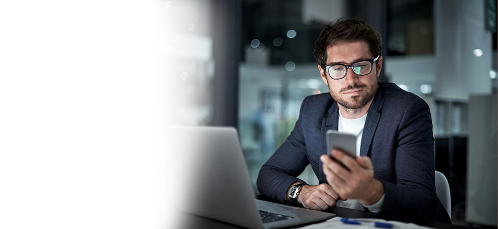 man with tablet