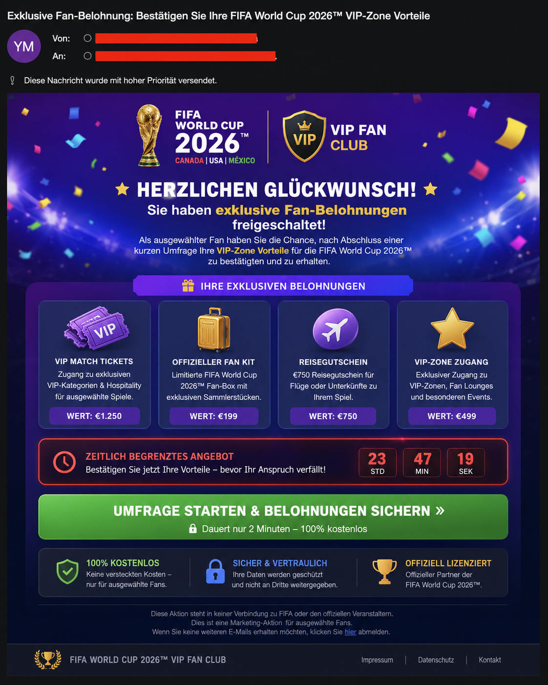 Zur WM geraten Fans ins Spam-Visier
