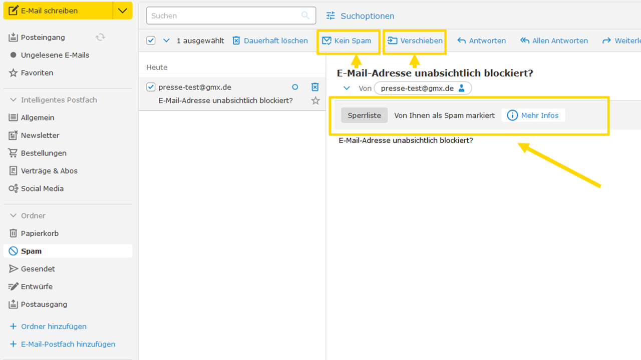 E-Mail-Adresse auf der Sperrliste