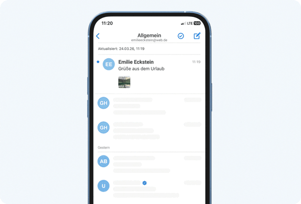 Info-Video, wie man per WEB.DE App E-Mail-Anhänge im Online-Speicher sichert