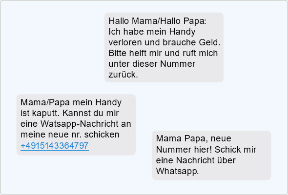 Trickbetrug per SMS oder WhatsApp: Bitte antworten Sie nicht auf Mama/Papa-Appelle fremder Nummern..