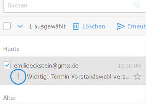 Das Ausrufezeichen im Posteingang des Empfängers signalisiert: Diese E-Mail ist wichtig!