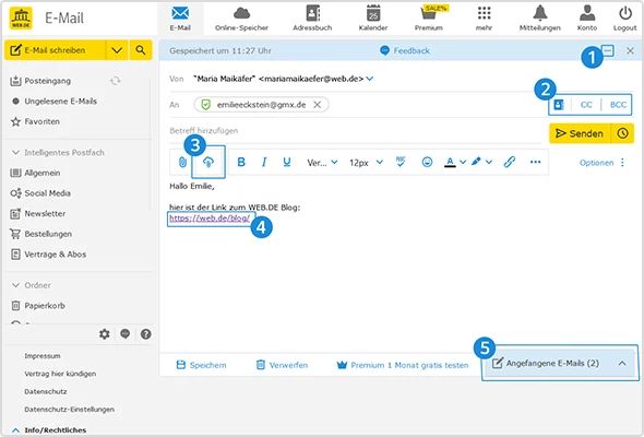 E-Mails im WEB.DE Postfach bearbeiten: Jetzt in neuem Look und mit neuen Funktionen