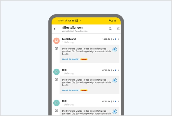 Der aktuelle Lieferstatus ist auf einen Blick erkennbar – hier auf einem Android-Gerät.