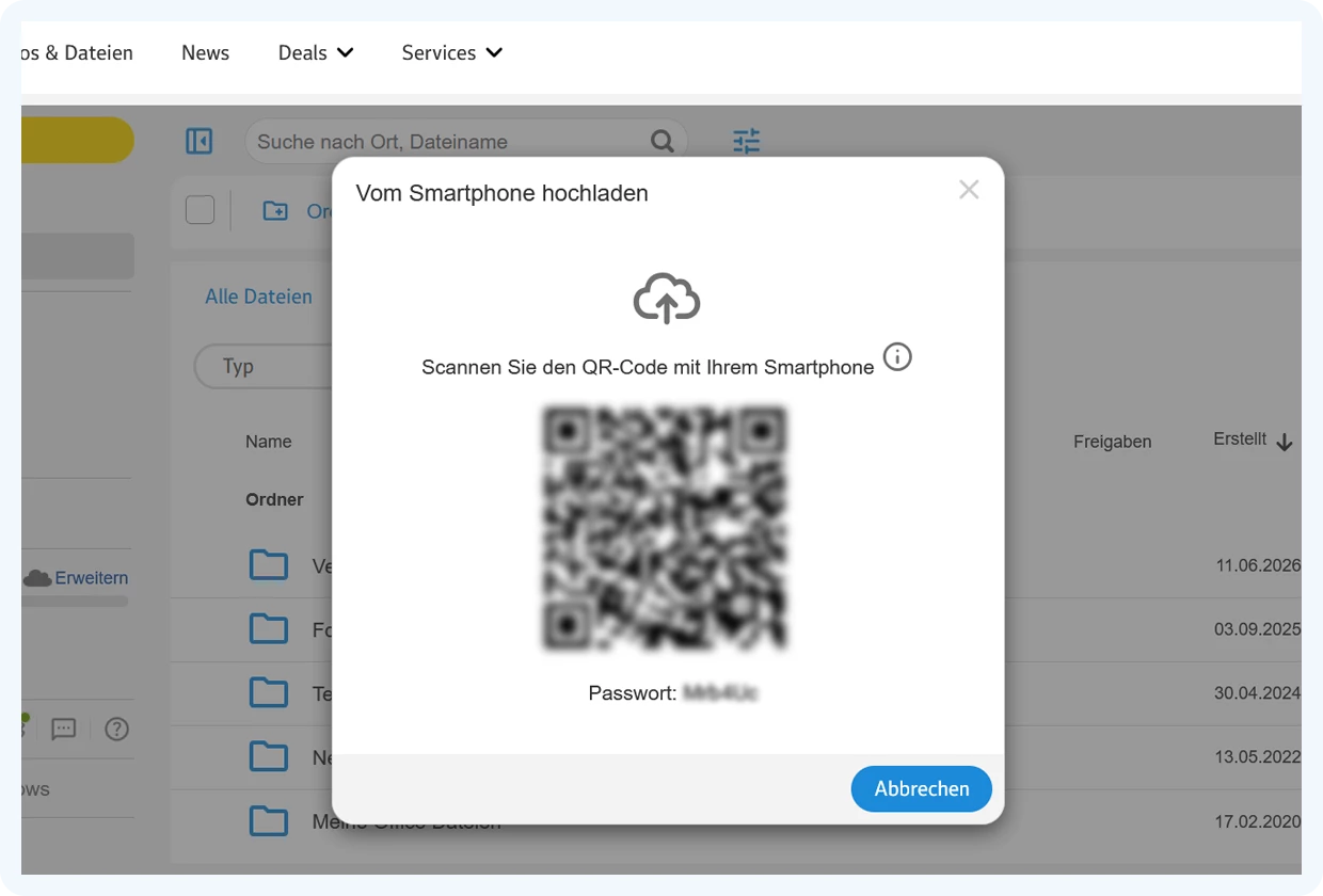 QR-Code für den QR-Upload in den Online-Speicher