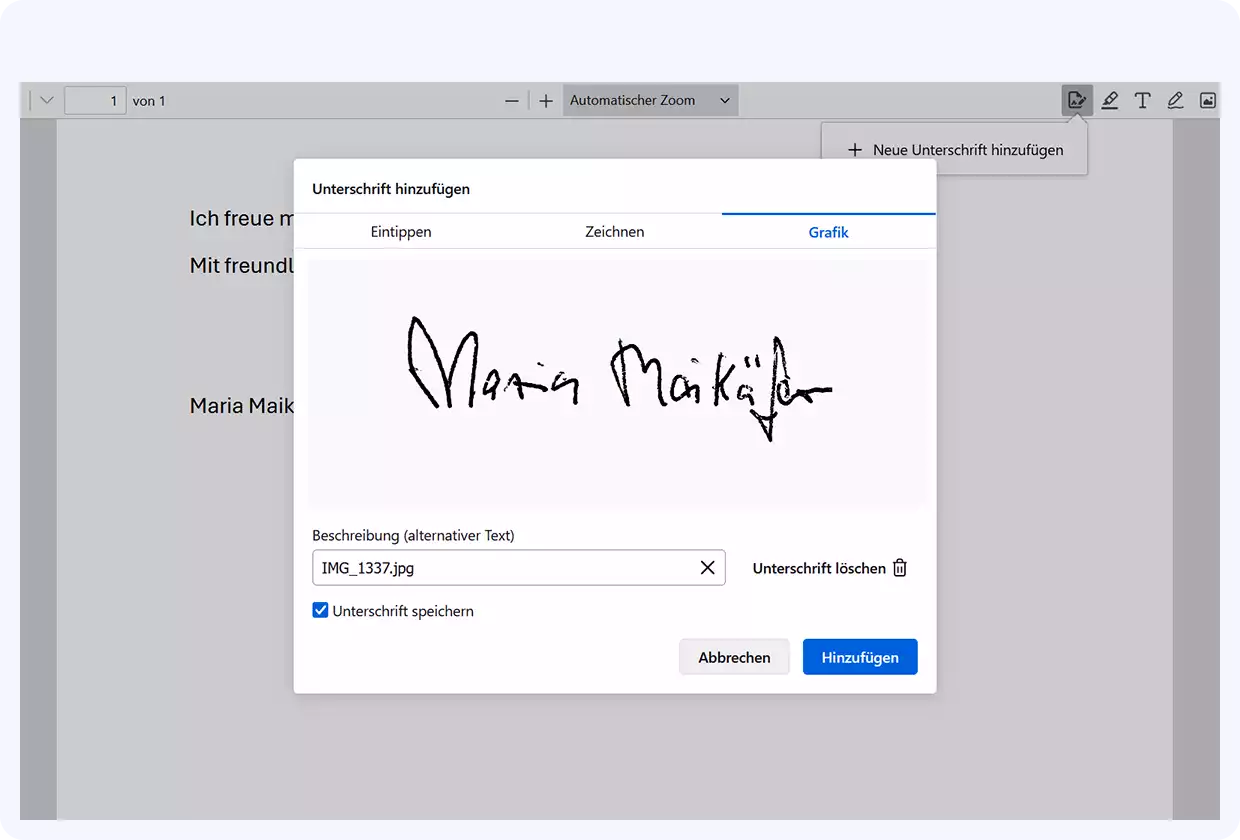 So können Sie Ihre Unterschrift auch ganz einfach digital erstellen.