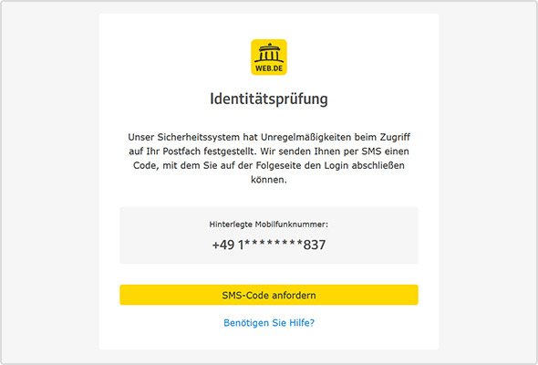 Sicherheitshinweis zur Identitätsprüfung 