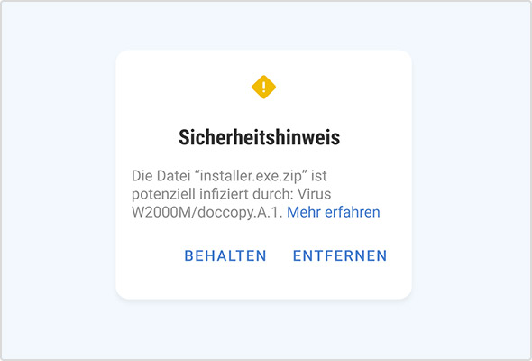 Der Sicherheitshinweis in Ihrem WEB.DE Online-Speicher warnt Sie, wenn eine Datei virenverseucht ist.