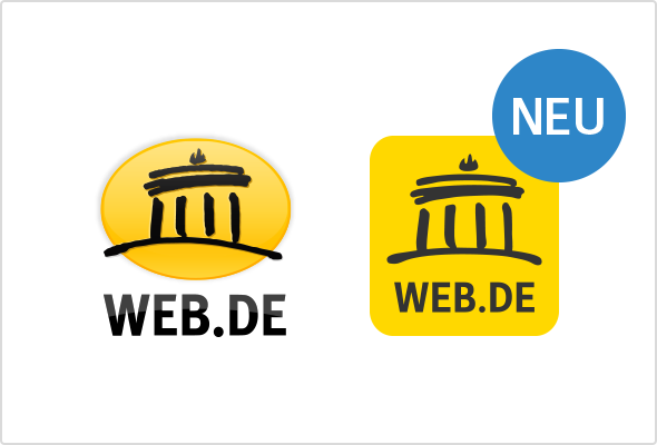 WEB.DE Logo: Alt und NEU um Vergleich