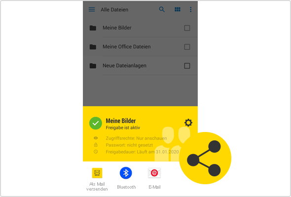 Vereinfachte Cloud-Freigabe in der WEB.DE Mail App für Android