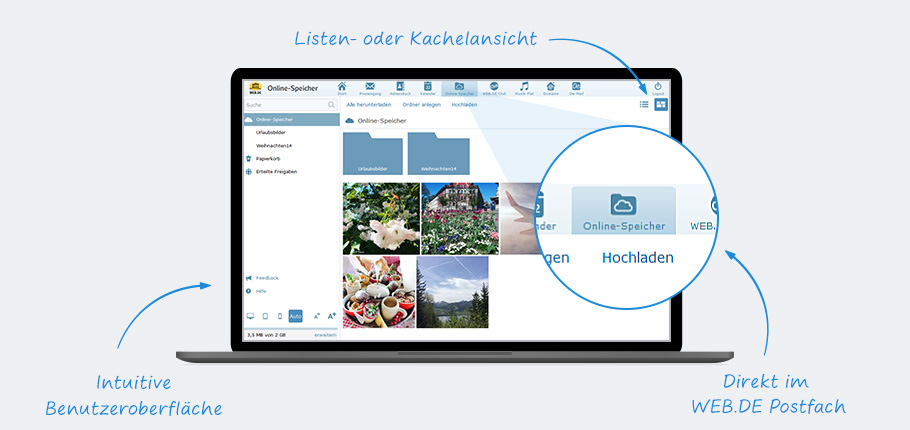 Sicherer & kostenloser Online-Speicher | WEB.DE
