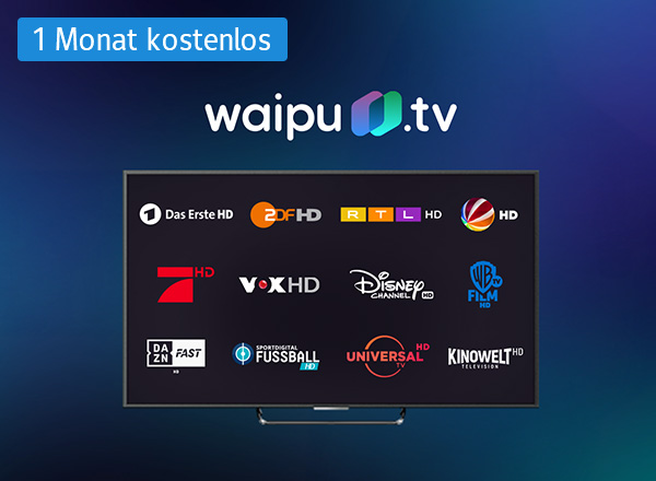 waipu.tv Angebot: 1 Monat kostenlos, Fußballspiel im TV und Senderlogos