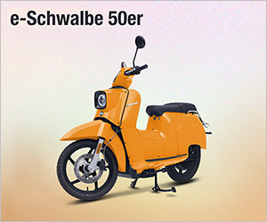 Oranger Roller mit Infotext zum Roller