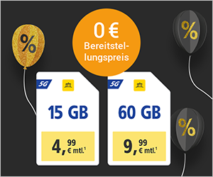 Zwei WEB.DE-Tarife auf dunklem Hintergrund mit goldenen und schwarzen %-Ballons