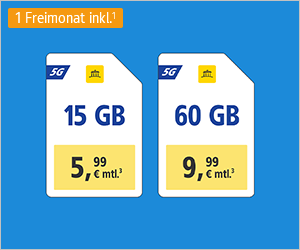 WEB.DE Mobilfunk-Angebot: 15 GB für 5,99 Euro und 60 GB für 9,99 Euro monatlich, 1 Freimonat inkl.¹