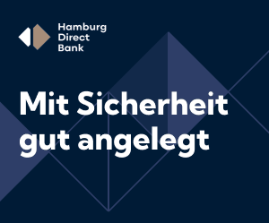 Hamburg Direct Bank mit dem Text ‚Mit Sicherheit gut angelegt‘