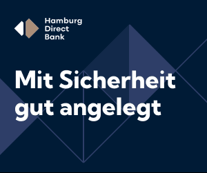 Hamburg Direct Bank mit dem Text ‚Mit Sicherheit gut angelegt‘
