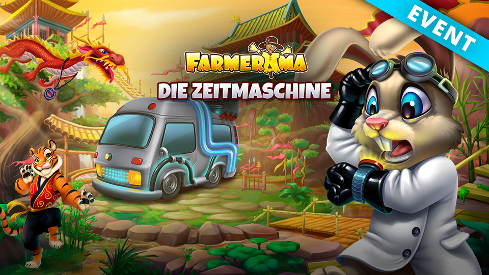 n der Farmerama Mühle während des Zeitmaschine-Events: Herstellung von Digitaluhren und Flux-Kompressoren für exklusive Event-Aufgaben und Belohnungen