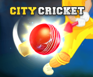 City Cricket - Cricketspieler mit Schläger und Ball
