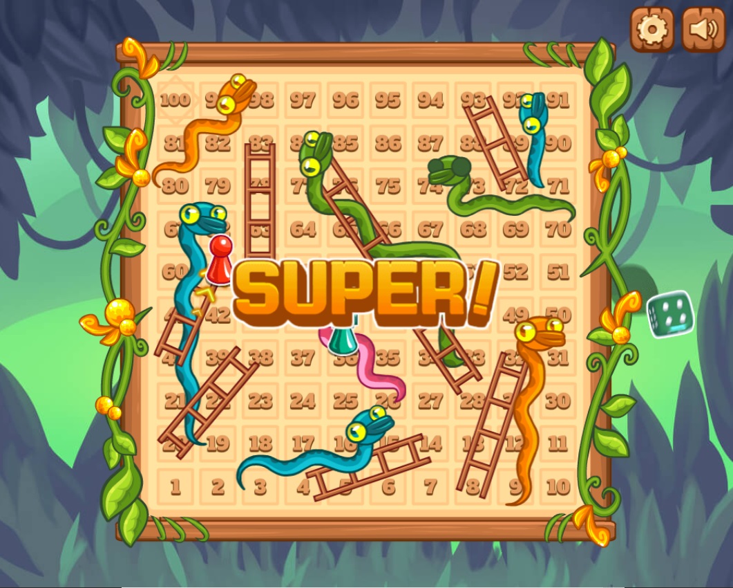 Snakes & Ladders - Spielfeld mit Figur
