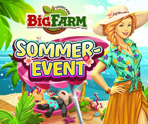 Frau in sommerlichem Kleid am Strand im Spiel Big Farm