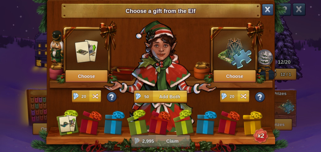 Ein Elf in einem Laden mit Geschenken