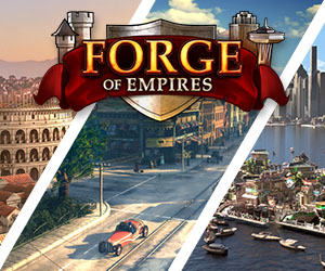 Entwicklung einer Stadt in drei geteilten Felder aus dem Spiel Forge of Empires