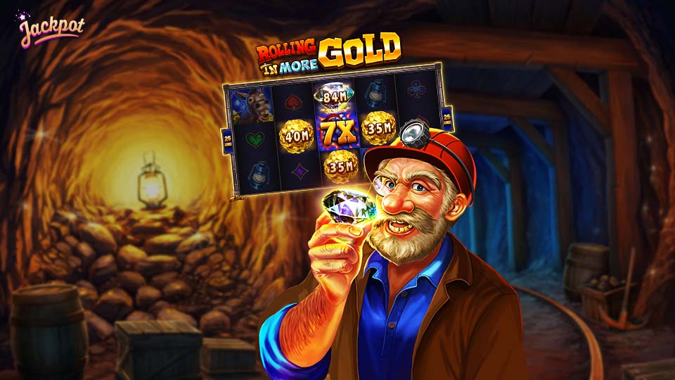 Goldgräber Goldmine Casino Slotmachine von Double U Casino mit Casino Chips