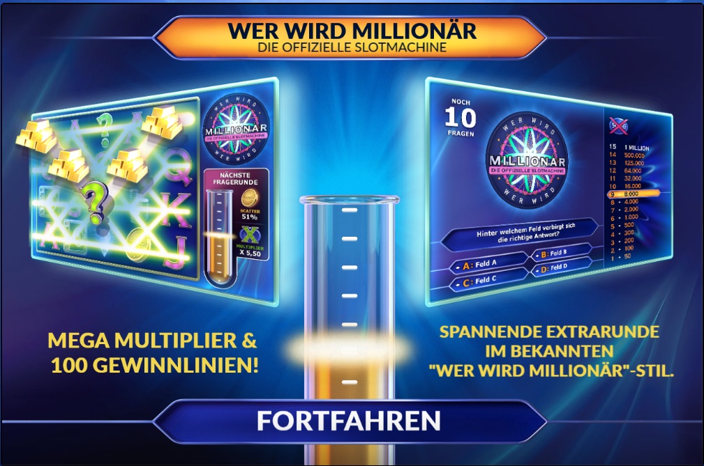 Screenshots der Wer wird Millionär Slot Machine