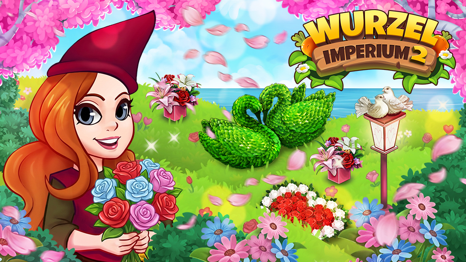 Gnome und Zwerge pflanzen Obst und Gemüse auf ihrer Wiese an