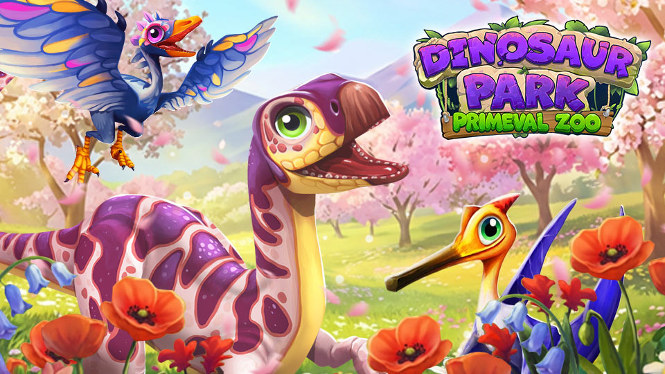 Forscher mit Dinosaurier im Dschungel des Spiels Dinosaur Park