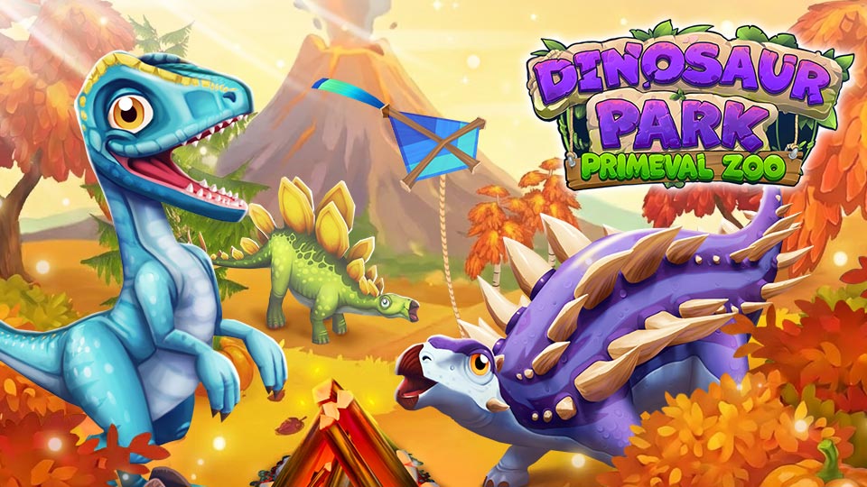 Forscher mit Dinosaurier im Dschungel des Spiels Dinosaur Park