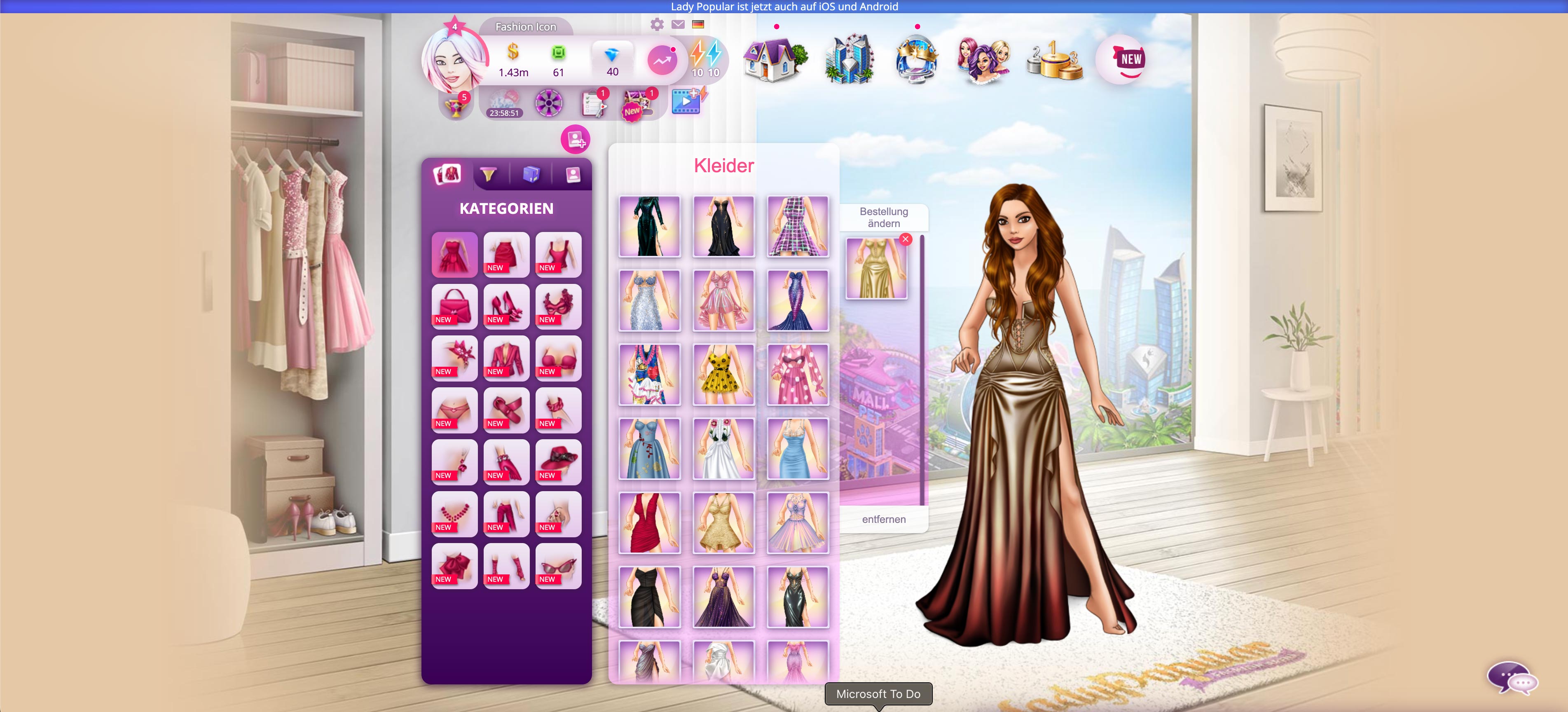 Lady Popular ingame Grafik Spannende Quests und Events für tolle Boni