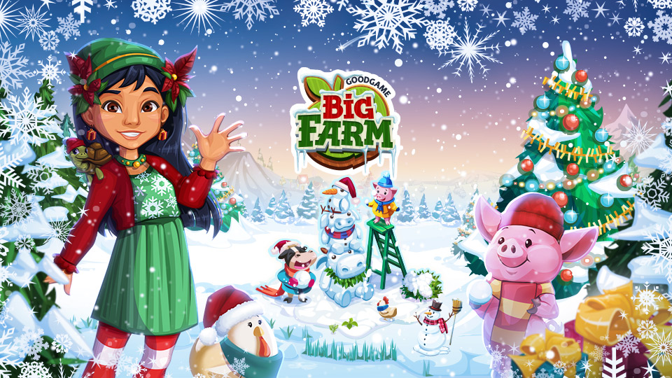 Big Farm: Traktor fährt auf einem Feldweg zu einer Farm mit Feldern