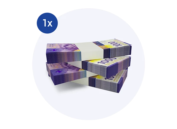 CHF 300'000 im Jackpot: 10 Jahre lang CHF 2'500 monatlich auf Ihr Konto!