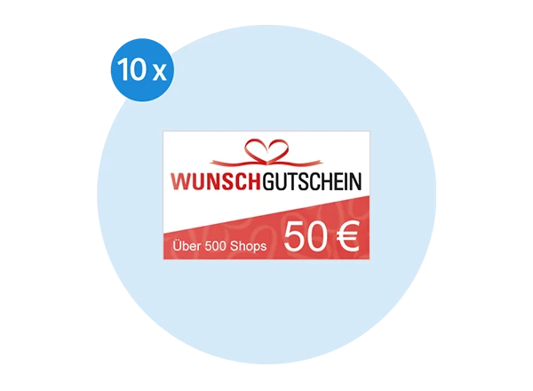 Zehn Mal einen Wunschgutschein über jeweils 50 €