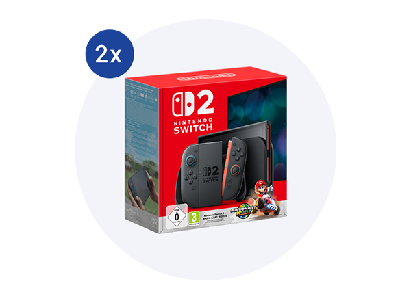 Zwei Spielekonsolen "Nintendo Switch 2 inkl dem Spiel Mario Kart World"