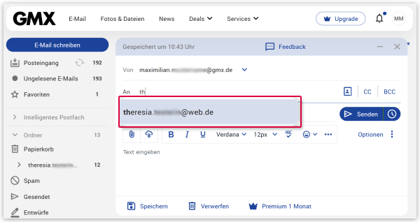 Nutzen Sie die automatische Adressvervollständigung