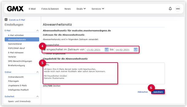 Automatische Antwort einrichten