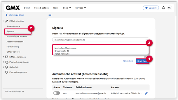 Signatur für E-Mails anlegen