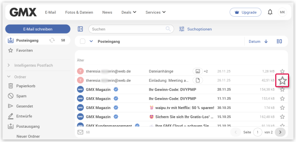 So markieren Sie eine E-Mail als "Favorit"