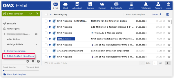 E-Mail-Postfach hinzufügen