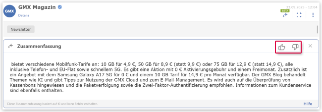 KI-Assistent: Feedback geben