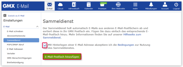 E-Mail-Postfach hinzufügen